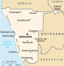 Mapa da Namíbia
